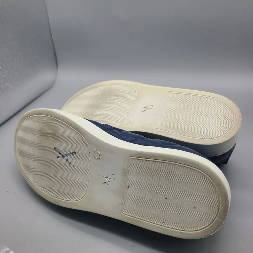 M. Gemi Slip On Sneakers navy blue leather quilted  comfort US 7/ EUR 38 Italy